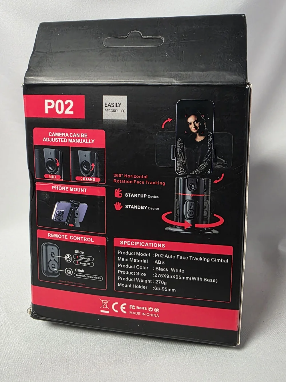 Auto Face Tracking Desktop Gimbal Tripod - Black